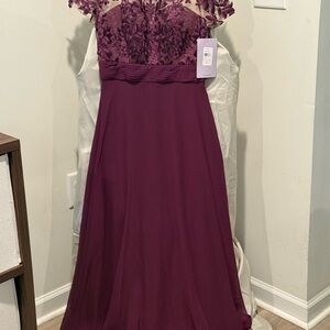 JS Collections Plum Lace Gown